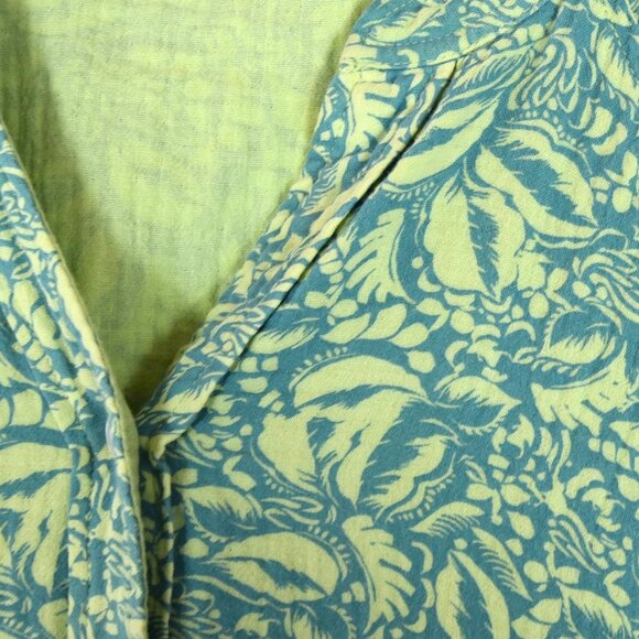 SOFT SURROUNDINGS Double Gauze Cotton Button Up Top Green Leaf Print Boho XL - Picture 7 of 9